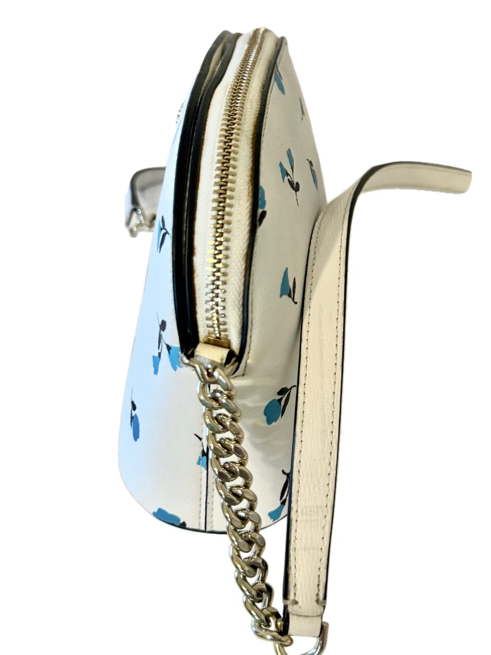 Kate Spade Spencer Dainty Bloom Small Dome Bag Chain Crossbody White Blue Floral - Picture 9 of 17